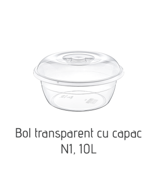 Bol transparent cu capac N1 AK427, 10 L