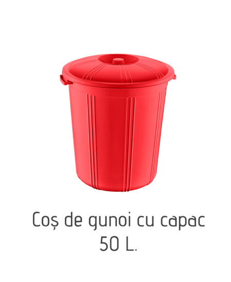 Coș de gunoi cu capac Roșu AK080, 50 L