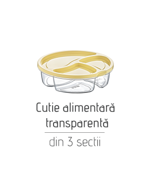 Cutie alimentară transparentă din 3 secții AK545, 750 ml