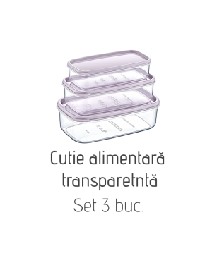 Cutie alimentară transparentă Set AK529, 3 buc
