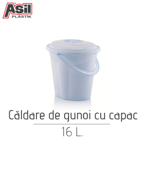 Căldare de gunoi cu mîner și capac Asil435, 16L