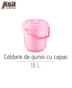 Căldare de gunoi cu mîner și capac Asil440, 18L