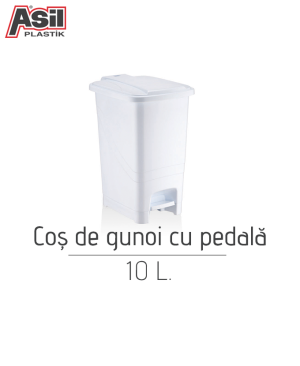 Coș de gunoi din plastic cu pedală Asil421, 10 L