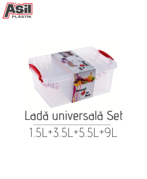 Set de cutii alimentare Asil526, 1.5L+1.5L+5.5L+9L