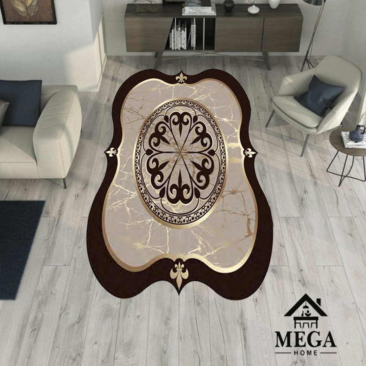 Covor Digital *dark brown-gold* Covor