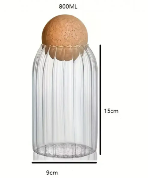 Borcan din sticlă cu capac bilă din plută, 9×15 cm, Nr.2