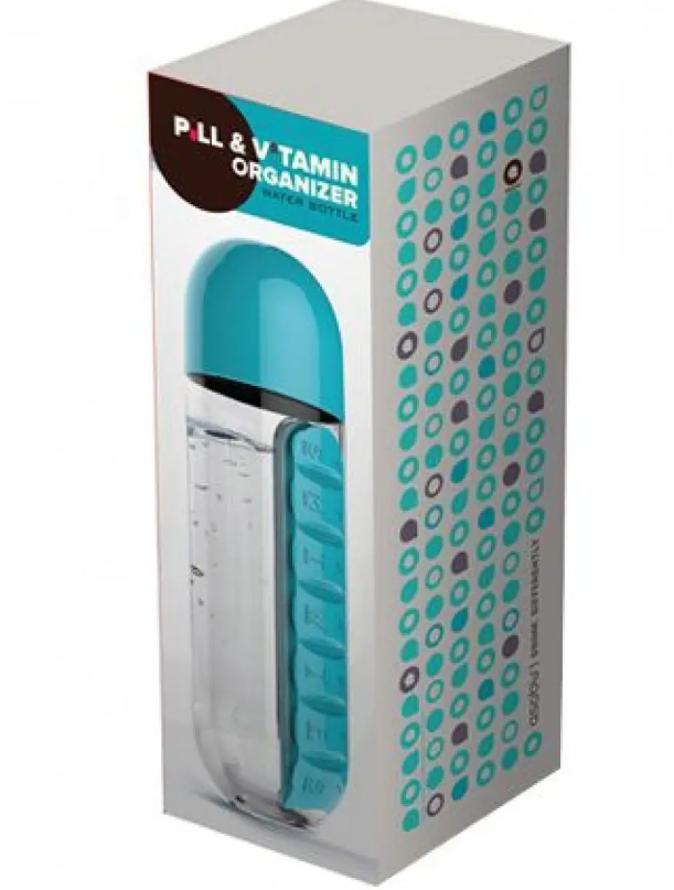 Sticlă pentru apă cu cutie pentru pastile Pill & Vitamin - imagine 3