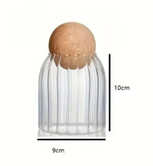 Borcan din sticlă cu capac bilă din plută, 9×10 cm, Nr.4