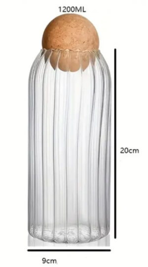 Borcan din sticlă cu capac bilă din plută, 9×20 cm, Nr.6