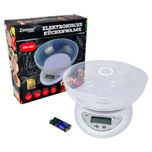 Cântar de bucătărie Zimmer ZM-430 – 5 kg, bol din plastic, alimentare cu baterii AAA