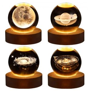 Lampă decorativă, glob din sticlă cu lumină ambientală 